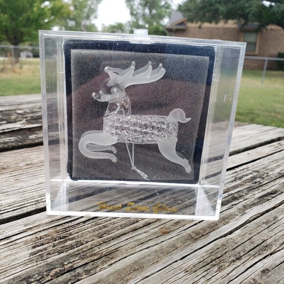 Vtg Unique Treasure Hand Spun Glass Reindeer‎ Deer Glitter Christmas Ornament - Picture 2 of 10